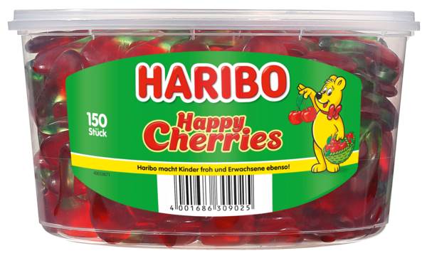 Haribo Happy Cherries, Kirschohrringe, Fruchtgummi mit Kirschgeschmack, 150 ST/DS