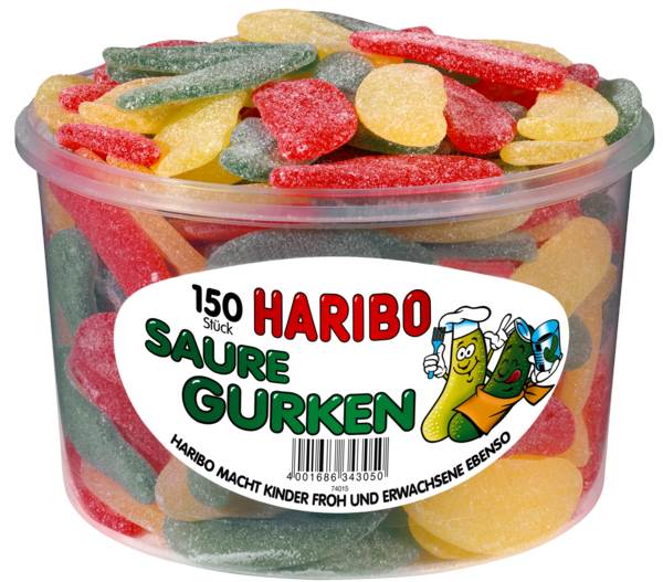 Haribo Saure Gurken, gezuckertes Fruchtgummi, 150 ST/DS