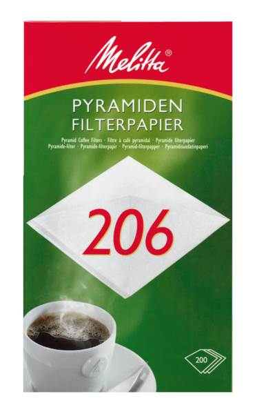 Melitta Pyramiden-Filterpapier SF 206, 200 Stück, (1014259) 1 PK