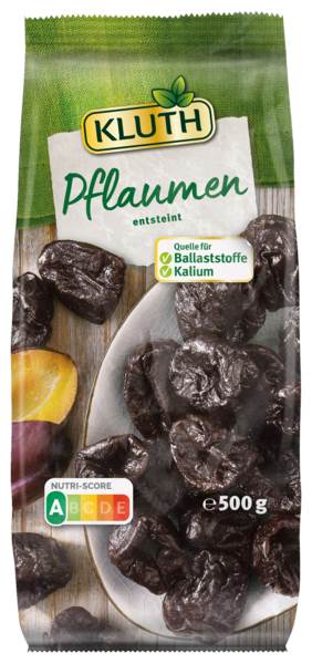 Kluth Pflaumen, getrocknet, entsteint, 0,5 KG/BT