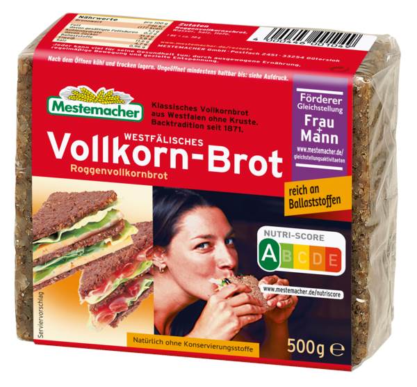 Mestemacher Echt Westfälisches Vollkornbrot, geschnitten, 0,5 KG/PK