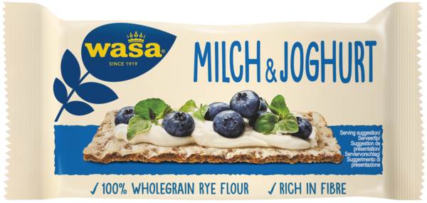 Wasa Milch & Joghurt, dünnes Knäckebrot mit Joghurt und Molke, 2er Portion à 17 g, 120 PO/KT
