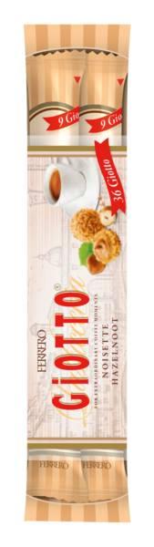 Ferrero Giotto, Waffelkugel mit Milch-Haselnusscreme und  Nussmantel, 154 G/PK 4 Stangen à 9 Stück à 4,3 g