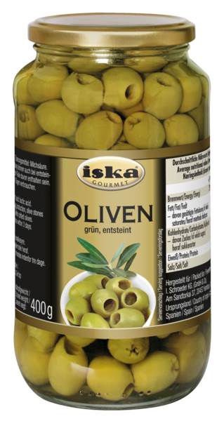 Oliven, grün, ohne Stein, ATG: 400g, 935 ML/GL