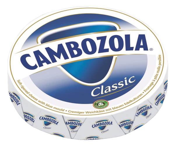 Cambozola, Weichkäse, Kuhmilch, 70% Fett i.Tr., Deutschland, ca. 2,2 KG/ST mit edlem Blauschimmel, rahmig weicher Teig mit Blaumaserung, lactosefrei