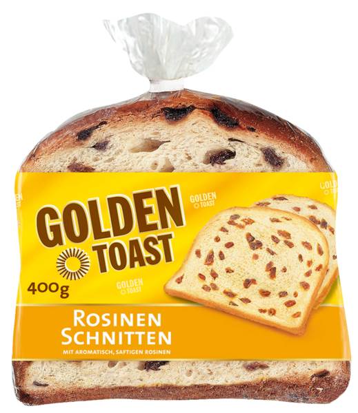 Golden Toast Rosinenschnitten, Hefefeingebäck mit Rosinen, 0,4 KG/PK