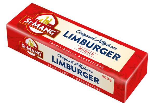 St. Mang Allgäuer Limburger, Weichkäse, Kuhmilch, 40% Fett i.Tr., Deutschland, 500 G/ST lactosefrei