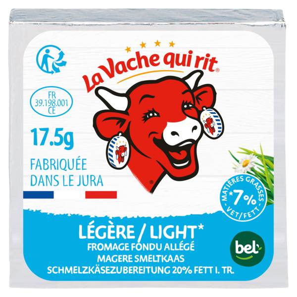 La vache qui rit , Schmelzkäsezub., 20% Fett i.Tr., 17,5g, 80 ST/KT "Die Lachende Kuh", fettreduziert, 1 Portion = 0,1 BE