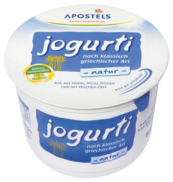 Apostels Joghurt pur, 10% Fett, 500 G/BE nach griechischer Art hergestellt