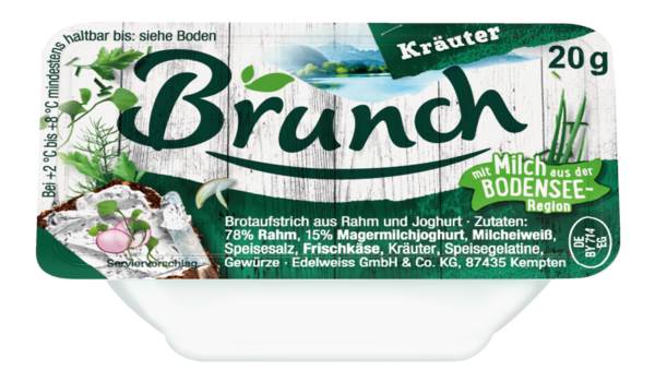Brunch Brotaufstrich Kräuter, Deutschland, 20g, 100 ST/KT der trendige Brotaufstrich aus frischem Rahm und Joghurt, 20% Fett absolut