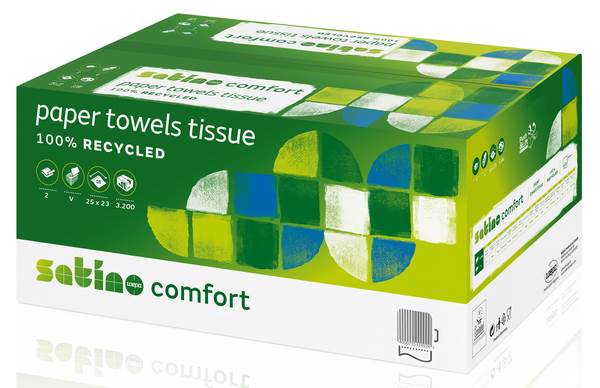 Satino Comfort Handtuchpapier, 25x23cm, hochweiß, 2-lagig, PT3, 3200 Blatt, (277191) 1 KT