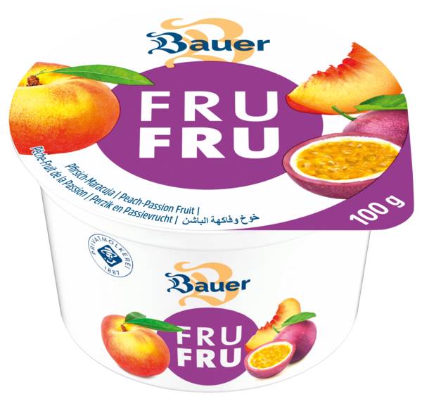 Bauer H-Fru-Fru Joghurt, 0,1% Fett, thermisiert, 4fach sortiert, 100 G/BE