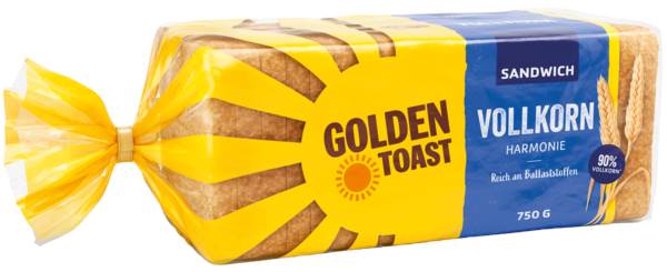 Golden Toast Vollkorn Sandwich, geschnitten, 0,75 KG/PK