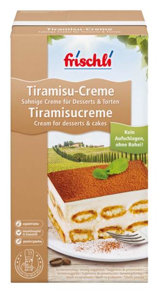 Frischli Tiramisu-Creme, ungekühlt haltbar, 1 KG/PK kein Aufschlagen, ohne Rohei, fertige Basis
