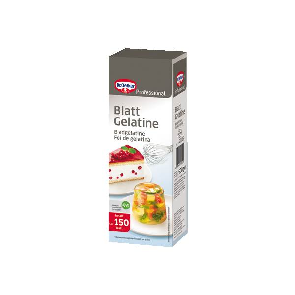 Dr.Oetker Professional bladgelatine helder, ca. 150 bladen (1-39-201805) 500 GR/KT