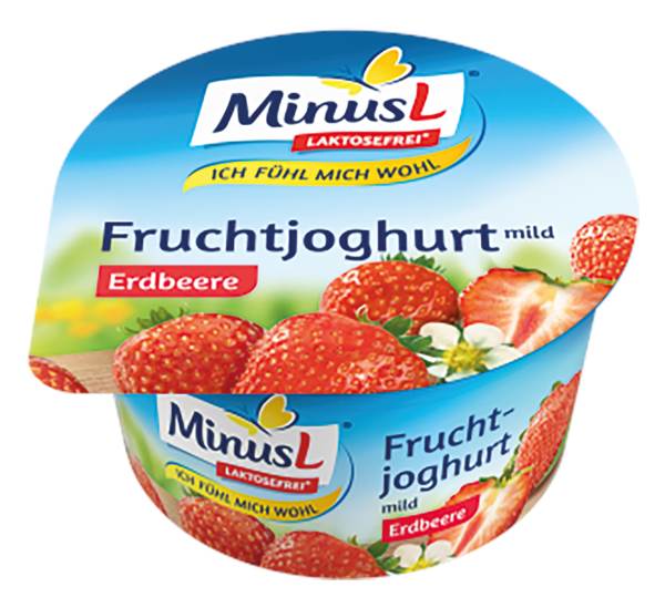 MinusL Fruchtjoghurt, 3,8% Fett, laktosefrei, 3-fach sortiert, 150 G/BE Vanille, Erdbeere, Kirsch