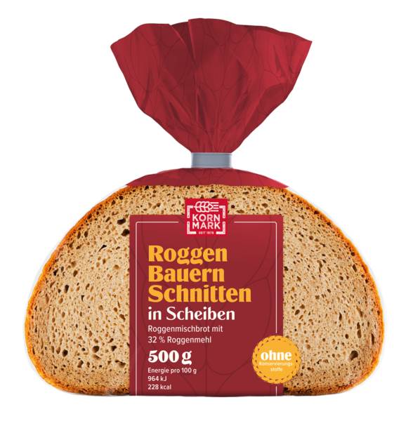Kornmark Bauernschnitten, Roggenmischbrot geschnitten, 0,5 KG/PK