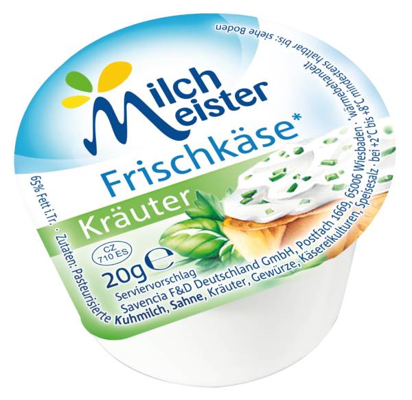 MilchMeister Frischkäse Kräuter, Kuhmilch, 65% Fett i.Tr., 20g, 60 ST/KT