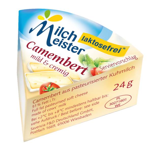 MilchMeister Camembert, Weichkäse, Kuhmilch, 51% Fett i.Tr., Deutschland, 24g, 40 ST/KT mild und cremig