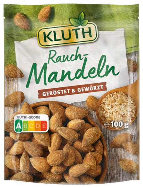 Kluth Rauch-Mandeln, Mandeln mit Raucharoma geröstet, gesalzen und gewürzt, 100 G/BT