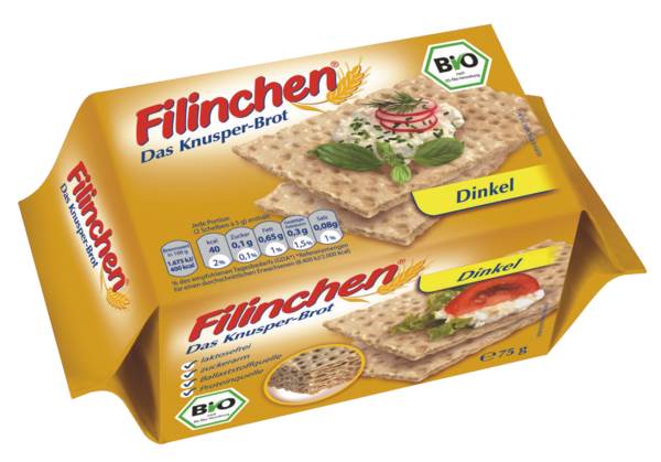 Filinchen Bio Dinkel, Knusperbrot aus Dinkelmehl, 75 G/PK