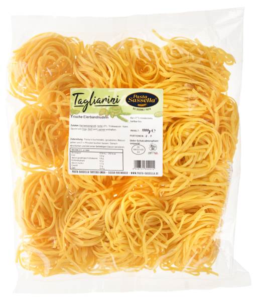 Pasta Sassella frische Tagliarini weiß, 1 KG/BT Bandnudeln, 4 mm, ohne Konservierungsstoffe, Garvorteil 60%