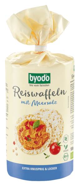 Byodo Bio Reiswaffeln Meersalz, aus 99,5% gepufftem Vollkornreis, 100 G/BT