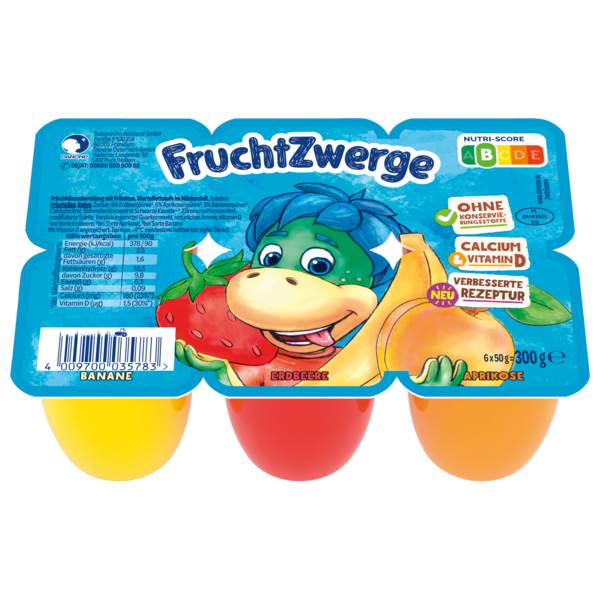 Danone Fruchtzwerge, 3fach sortiert, 6x50g 6 BE/PK