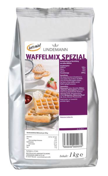 Westfalia Waffelmix Spezial, mit Ei, Grundmischung unter Zugabe von Wasser und Öl, 1 KG/BT