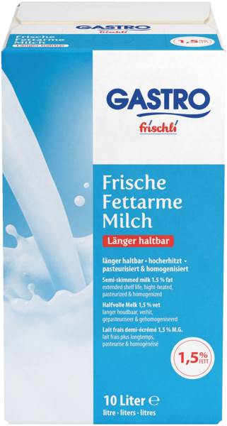 GASTRO frischli Längerfrische Milch, fettarm, 1,5% Fett, Bag in Box, 10 L/BX
