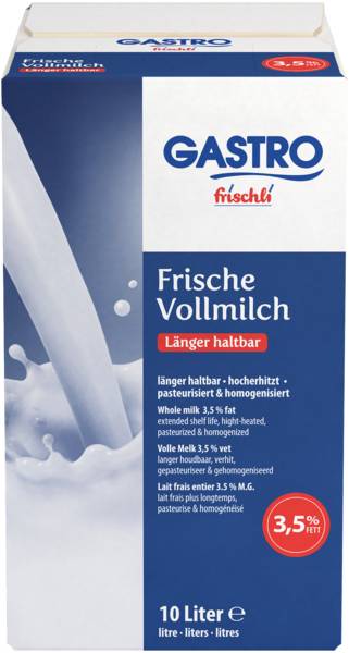 GASTRO frischli Längerfrische Vollmilch, 3,5% Fett, Bag in Box, 10 L/BX