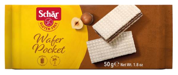 Schär Wafer Pocket, Haselnusscreme-Waffeln, 50 G/PK Glutenfrei