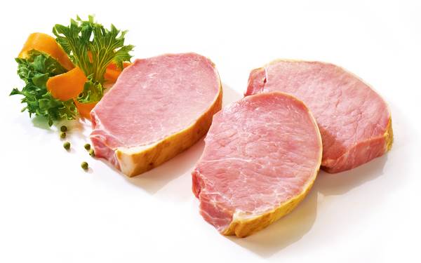 Kasseler Lachsfleisch, ohne Kette in Scheiben, ca. 0,12 KG/SC Rücken ohne Knochen, ohne Kette