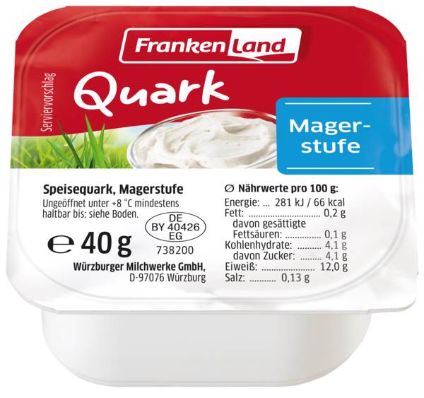 Frankenland Portionsquark mager, 0,2% Fett i. Tr., 40g, 30 ST/KT
