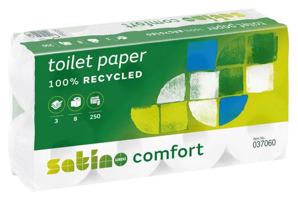 Satino Clou Comfort Toilettenpapier, 3lagig, hochweiss, 8x250 Blatt, (037061) 1 PK