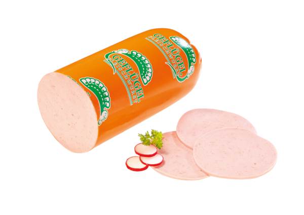 Holsteiner Putenräucherei Geflügel-Fleischwurst, im Kunstdarm, 1/2 Stück, 1 KG/ST Kaliber 90
