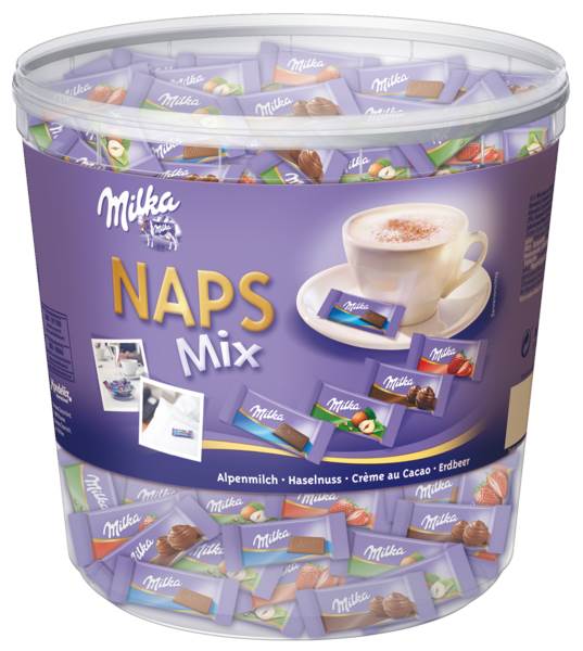 Milka Naps Mix, Mini-Schokoladentäfelchen à 5g, 4fach, 207 ST/DS