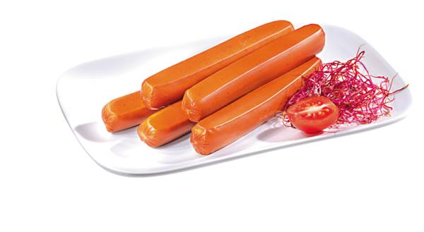 Es Schmeckt Vegetarische Knackwürstchen, ohne Darm, 12PK(5x40g), Kaliber 21(L14), 2,4 KG/KT VE Erzeugnis auf Basis von Rapsöl, Hühnereieiweiß und Sojaproteinisolat