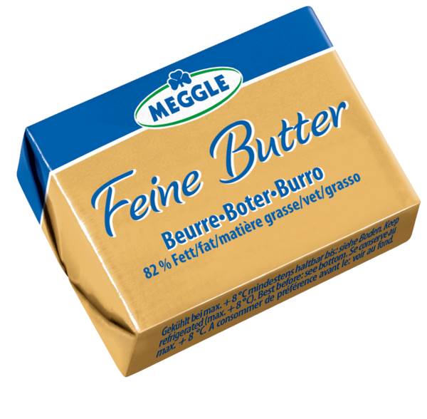 Meggle Feine Butter, Süßrahmbutter, gewickelt, 10g, 100 ST/KT Meggle Feine Butter, Süßrahmbutter, gewickelt, 10g, 100 ST/KT