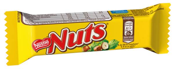 Nestlé Nuts, Karamellriegel mit ganzen Haselnüssen, 42 G/RG
