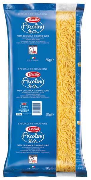 Barilla Piccolini Mini Penne Rigate, 5 KG/BT