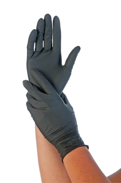 Mensch Safe Nitril Einweg-Handschuh, schwarz, puderfrei, Gr. M, 100 Stück, (27058) 1 PK