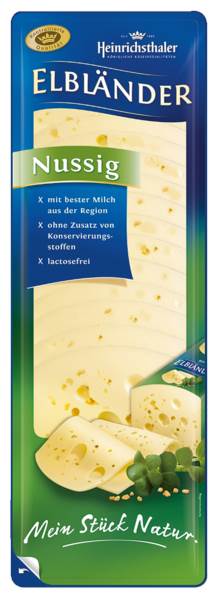 Elbländer Käsescheiben Nussig, Schnittkäse, Kuhmilch, 45% Fett i.Tr., Deutschland 500 G/PK