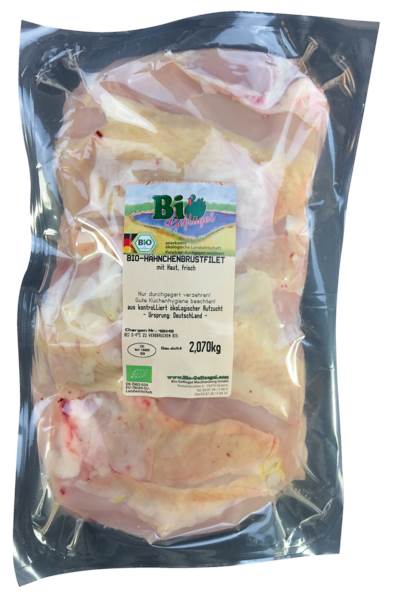 Bio Hähnchenbrustfilet, mit Haut, ca. 2 KG/PK