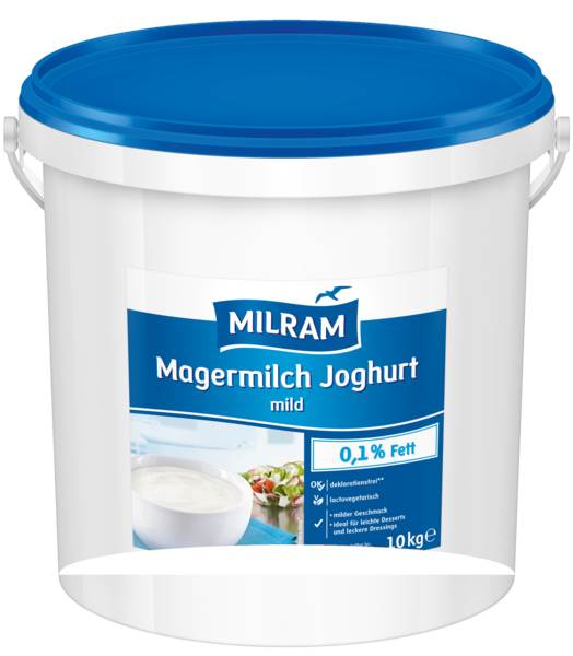 Milram Magermilchjoghurt Natur, 0,1% Fett, 10 KG/EI