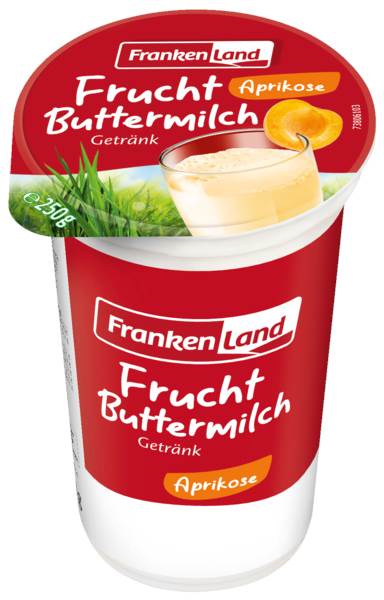 Frankenland Fruchtbuttermilch Aprikose/Erdbeer, 250 G/BE ungekühlt haltbar