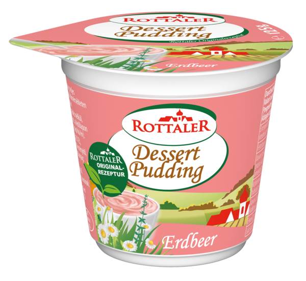 Rottaler Milchquell H-Dessert-Pudding Erdbeere, 3,5% Fett, 125 G/BE ungekühlt haltbar