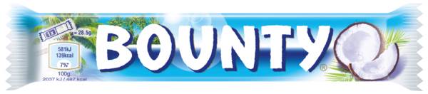 Bounty baton, nadziewany czekoladą mleczną z soczstą, białą masą kokosową, 57 GR/BT