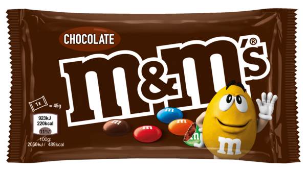m&m's m&m's Choco, braun, bunte Schokolinsen, 45 G/BT
