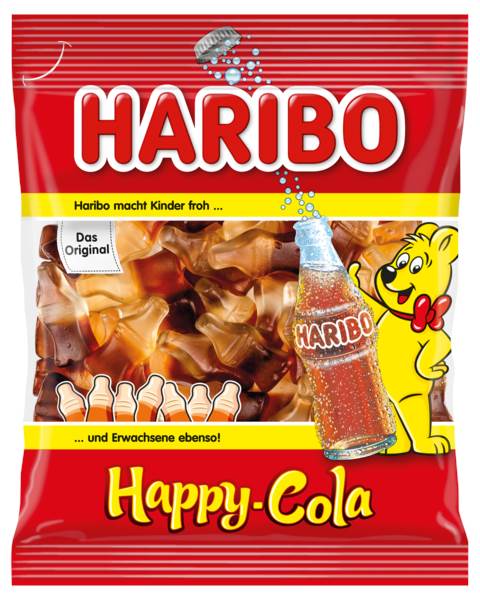 Haribo Happy Cola, Cola-Fläschchen aus Fruchtgummi, 100 G/BT